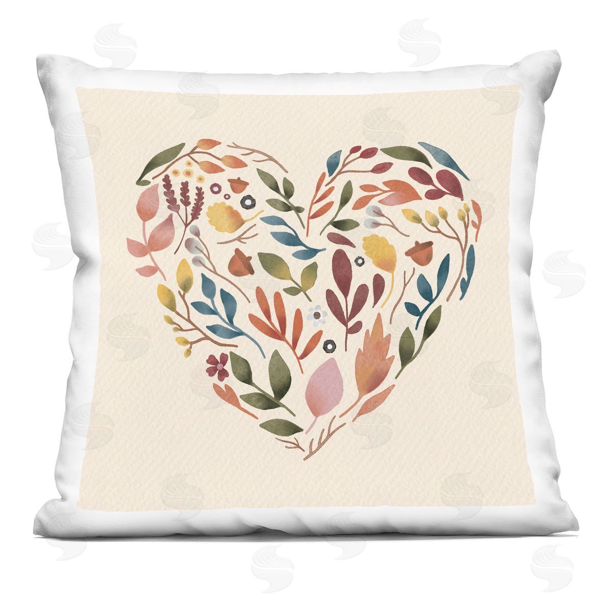 Autumnal Botanicals Heart Shape Casual Design Decorative Printed Pillow, Home Decor by Laura Konyndyk