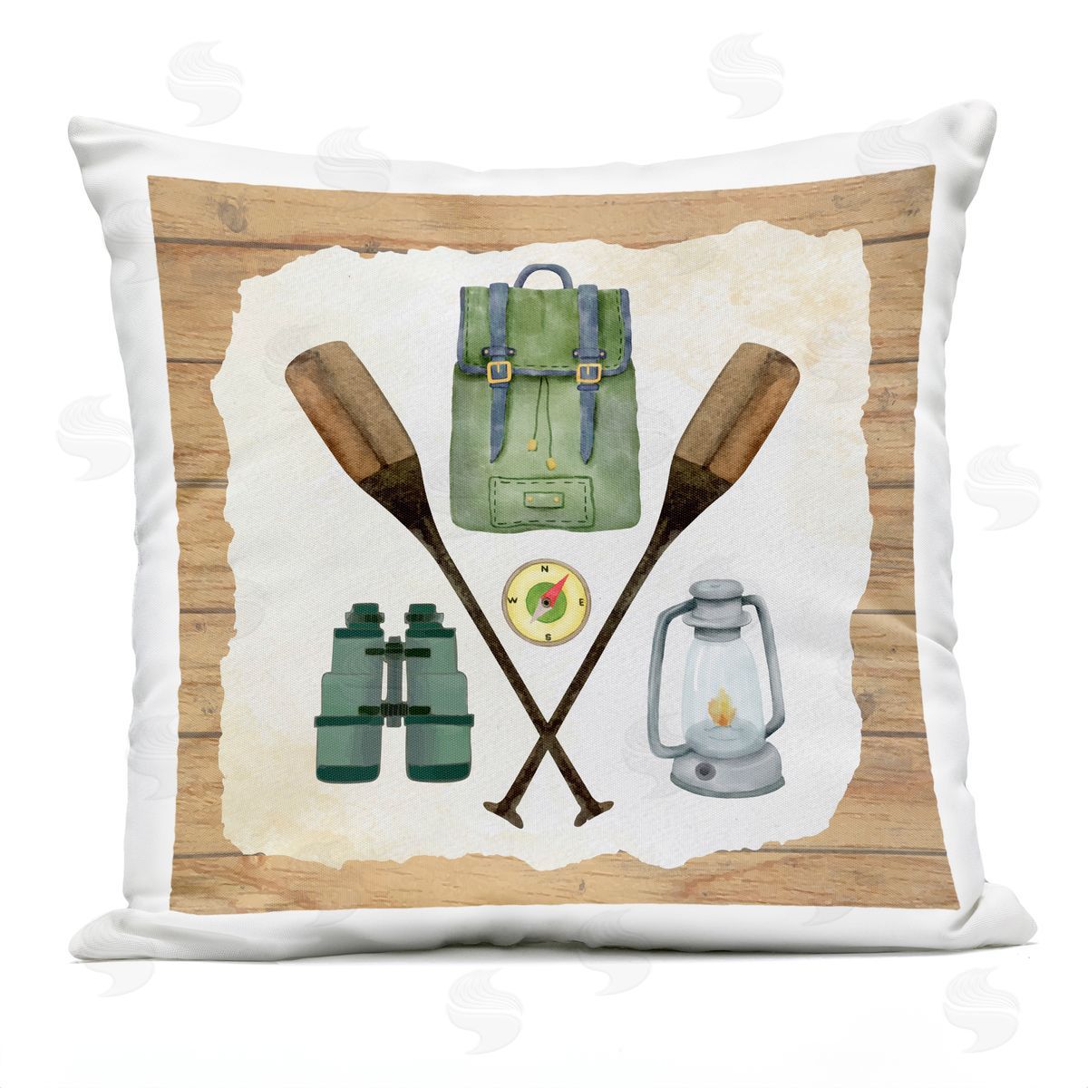 Nicole DeCamp Various Camping Gear Rustic Grain Pattern Outdoor Quick-Dry Polyester Printed Throw Pillow