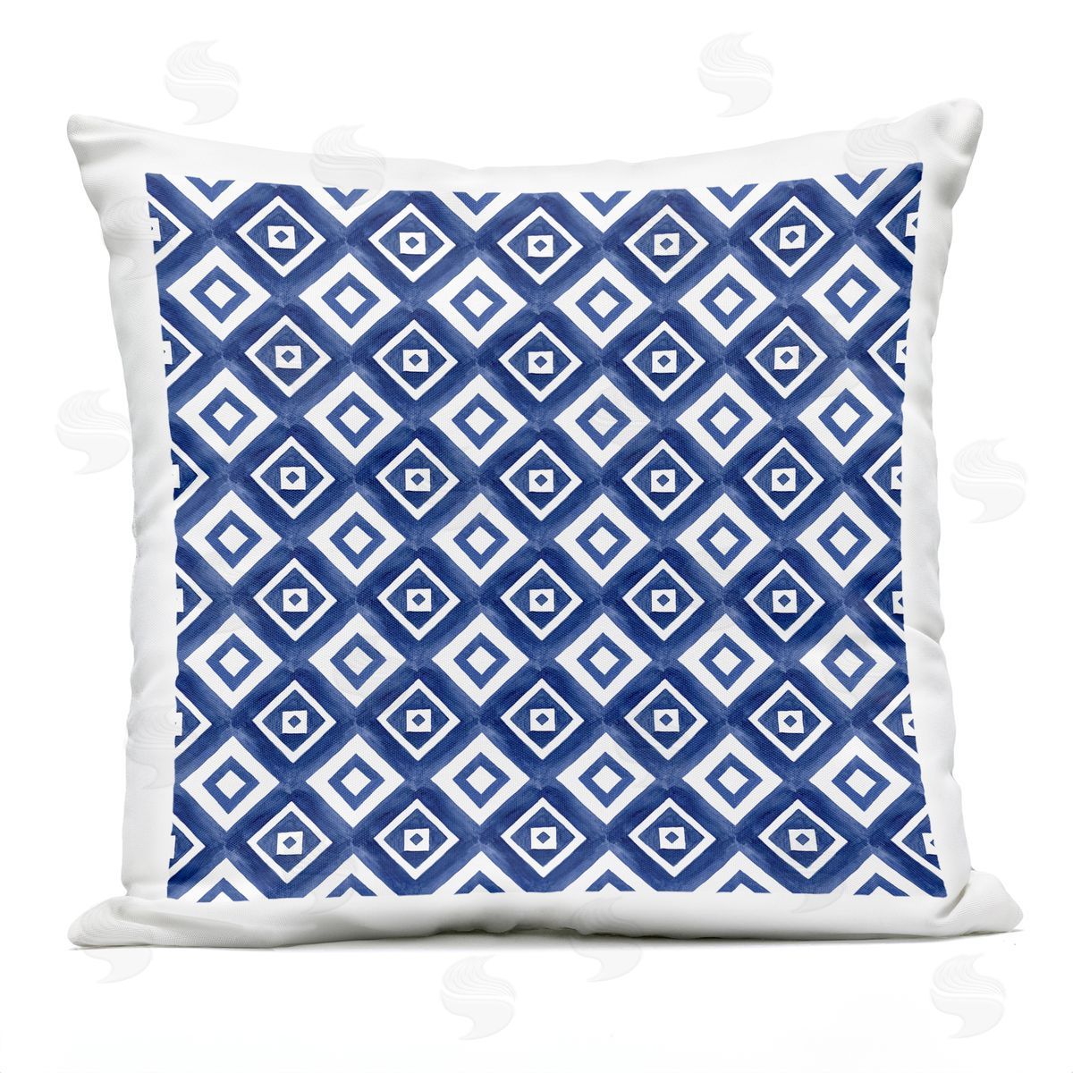 Blue White Geometric Boho Shapes Pattern Outdoor Printed Pillow, Home Decor by Nancy McKenzie