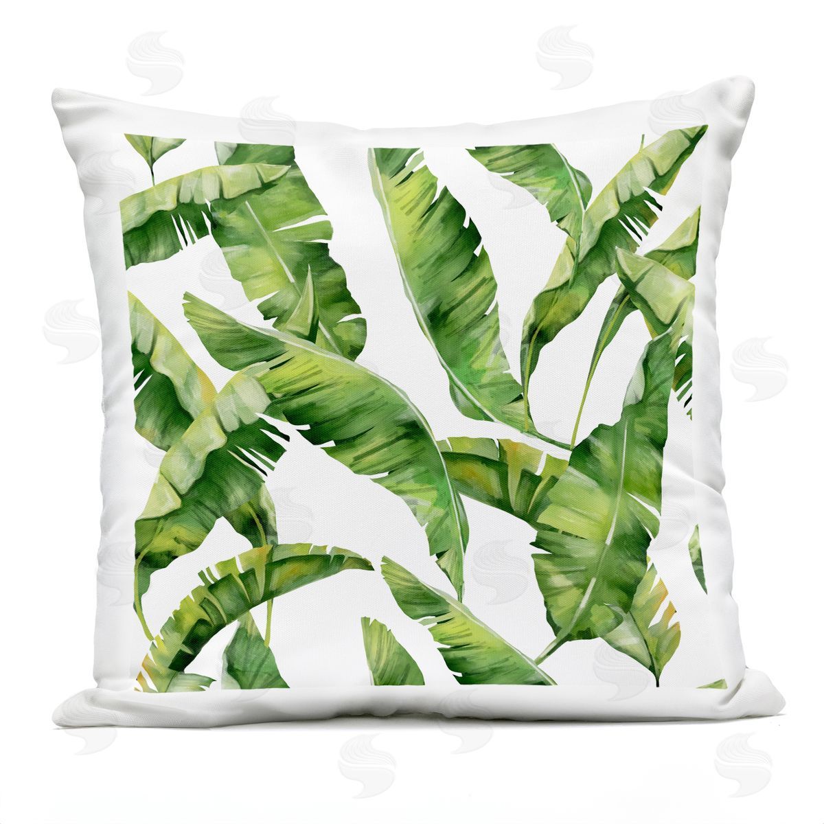 Lush Green Plant Leaves Scattered Botanical Pattern Outdoor Printed Pillow, Home Decor by Stupell Studio