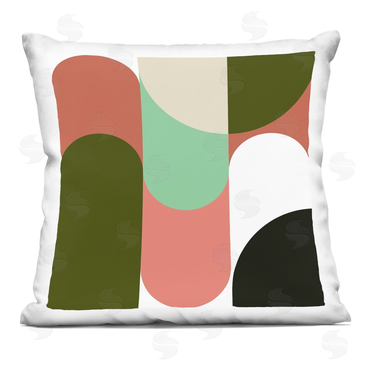 Retro Pink Green Geometric Curved Shapes Decorative Printed Pillow, Home Decor by Stupell Studio