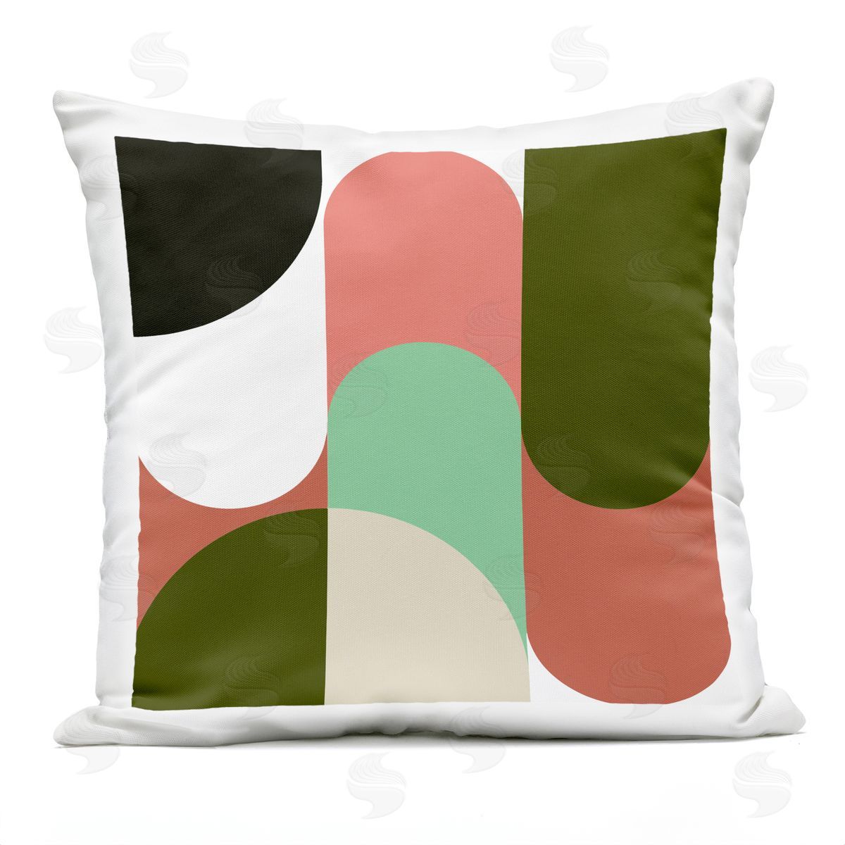 Abstract Geometric Shapes Retro Green Pink Outdoor Printed Pillow, Home Decor by Stupell Studio