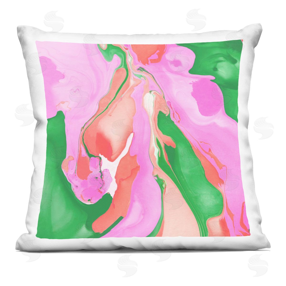 Contemporary Bold Pink Green Fluid Shapes Decorative Printed Pillow, Home Decor by Stupell Studio