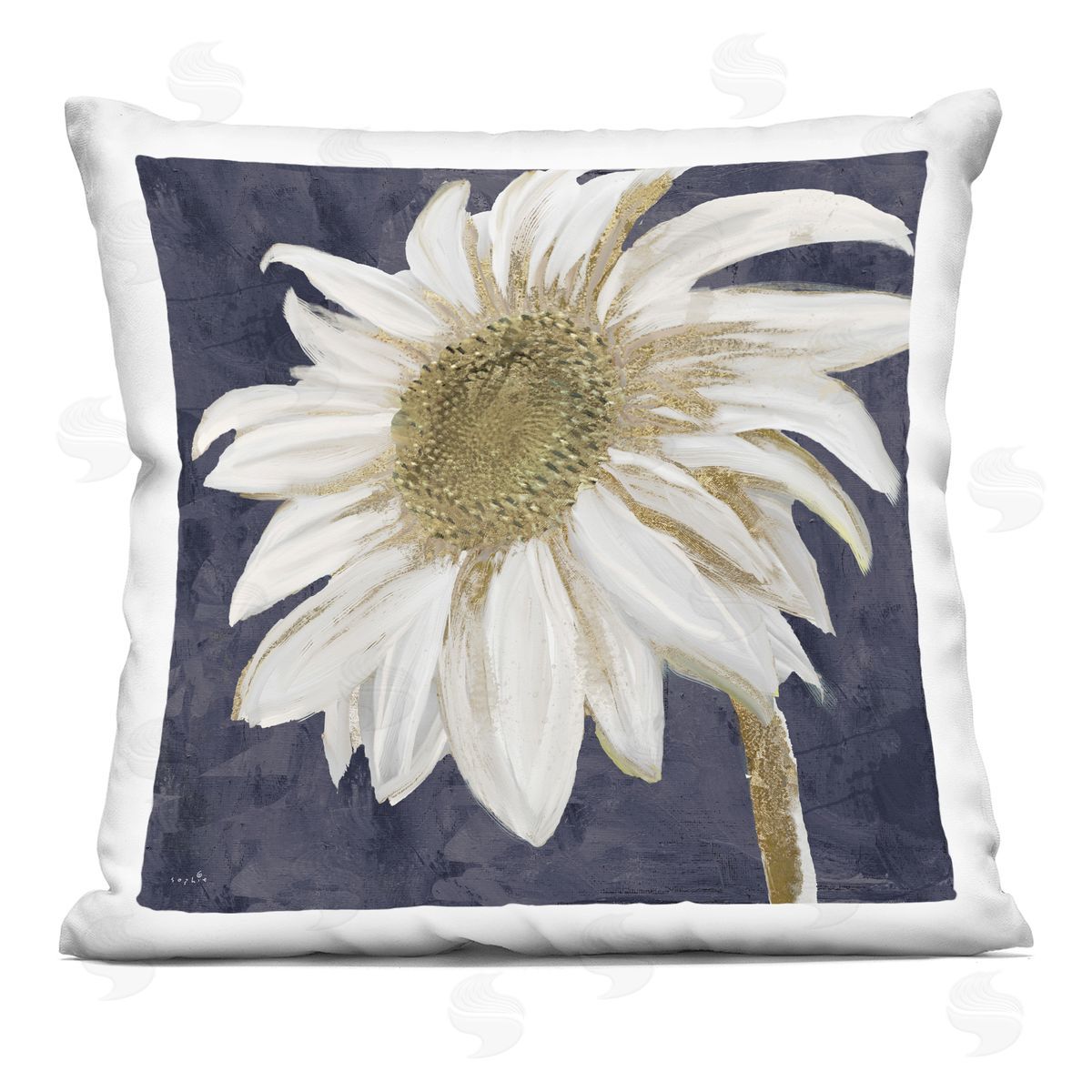 Blooming White Daisy Flower Abstract Glam Detail Decorative Printed Pillow, Home Decor by Sophie 6