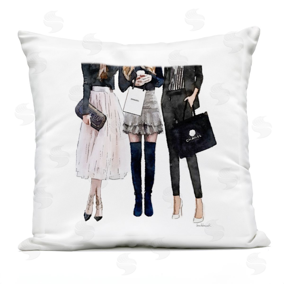 Fashion Model Girls Glam Upscale Brands Outdoor Printed Pillow, Home Decor by Amanda Greenwood
