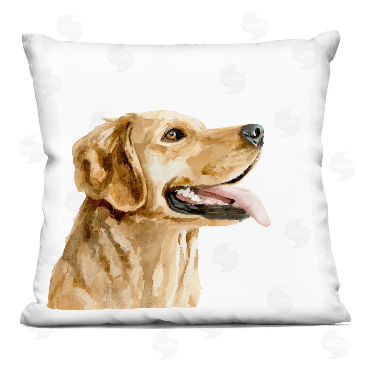 Smiling Labrador Dog Portrait Casual White Background Decorative Printed Pillow, Home Decor by Victoria Barnes