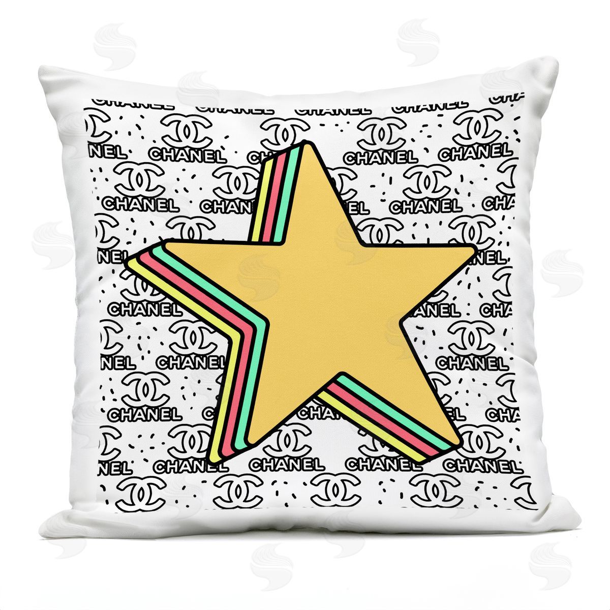 Retro Star Shape Glam Fashion Brand Pattern Outdoor Printed Pillow, Home Decor by Ziwei Li