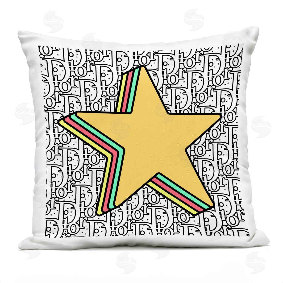 Pop Style Star Symbol Glam Brand Pattern Outdoor Printed Pillow, Home Decor by Ziwei Li