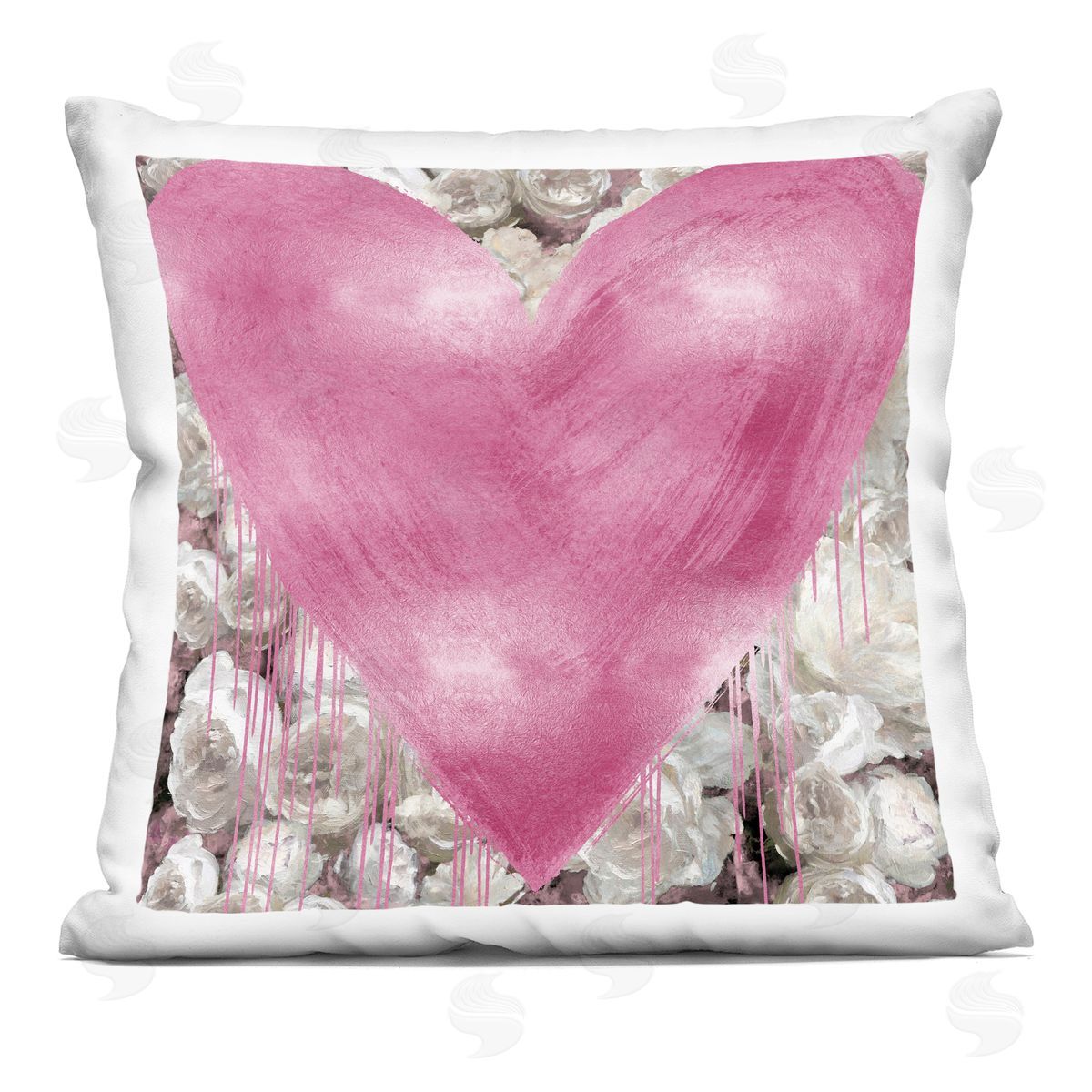 Street Style Pink Heart Rose Blossom Flowers Decorative Printed Pillow, Home Decor by Lindsay Rodgers