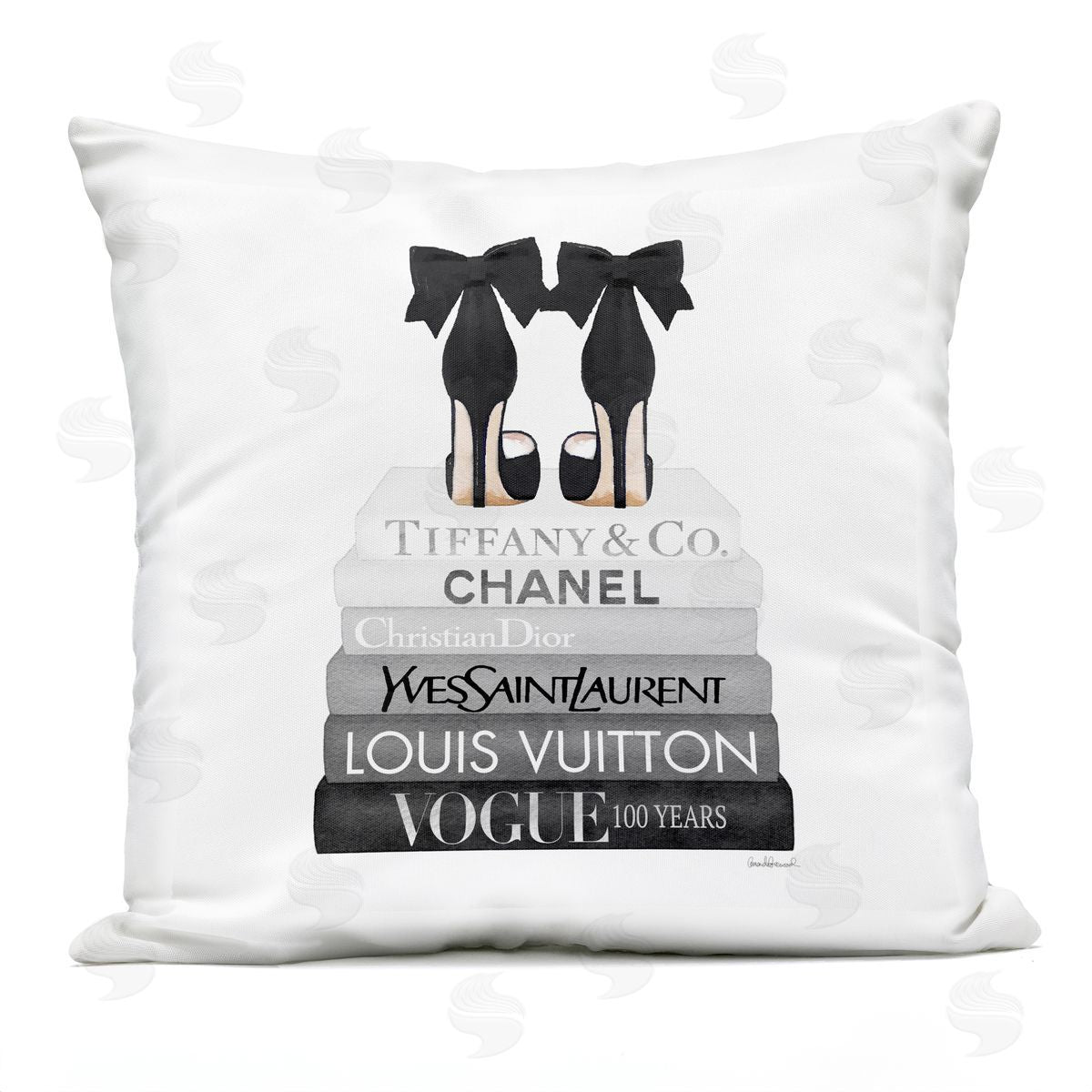 Elegant Black Bow Shoes Glam Fashion Books Outdoor Printed Pillow, Home Decor by Amanda Greenwood