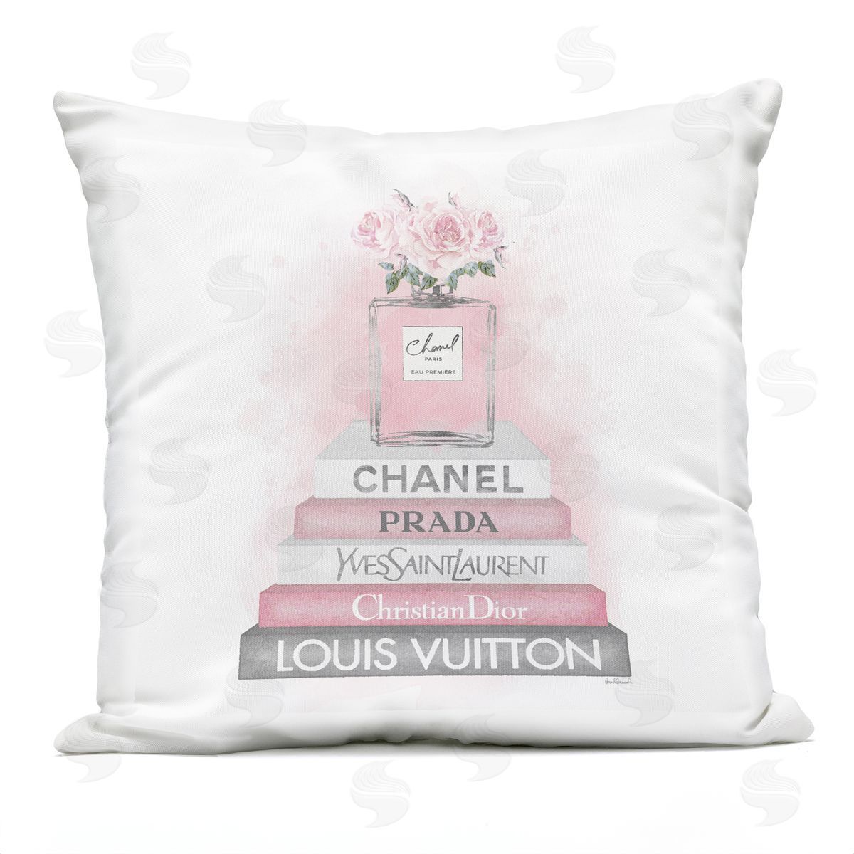 Pink Perfume Blossoms Fashion Glam Books Outdoor Printed Pillow, Home Decor by Amanda Greenwood