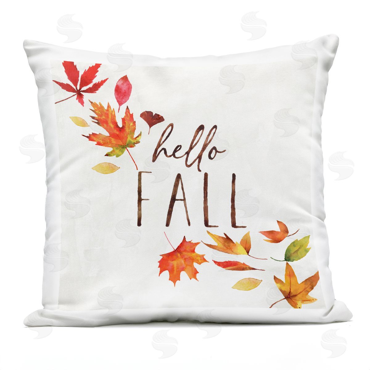 Hello Fall Autumnal Tree Leaves Seasonal Sentiment Outdoor Printed Pillow, Home Decor by Nina Pierce