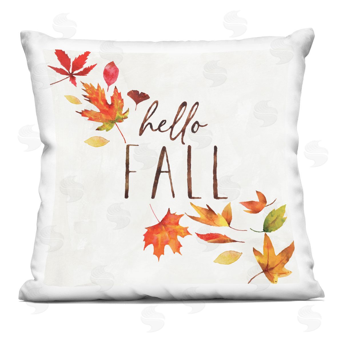 Hello Fall Autumnal Tree Leaves Seasonal Sentiment Decorative Printed Pillow, Home Decor by Nina Pierce