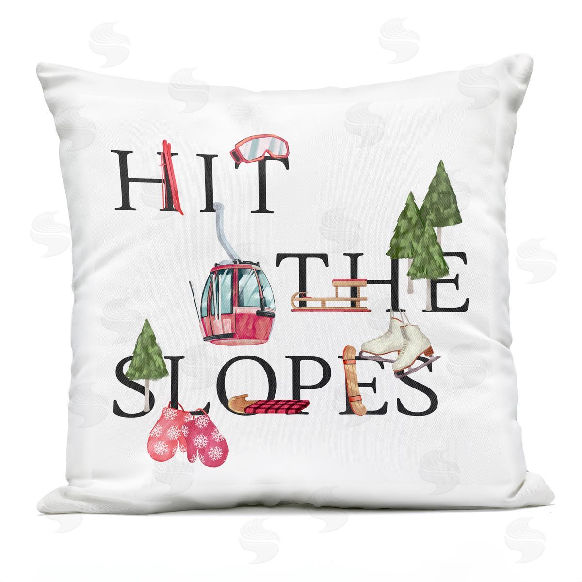 Hit The Slopes Winter Sports Motivating Phrase Outdoor Printed Pillow, Home Decor by Ziwei Li