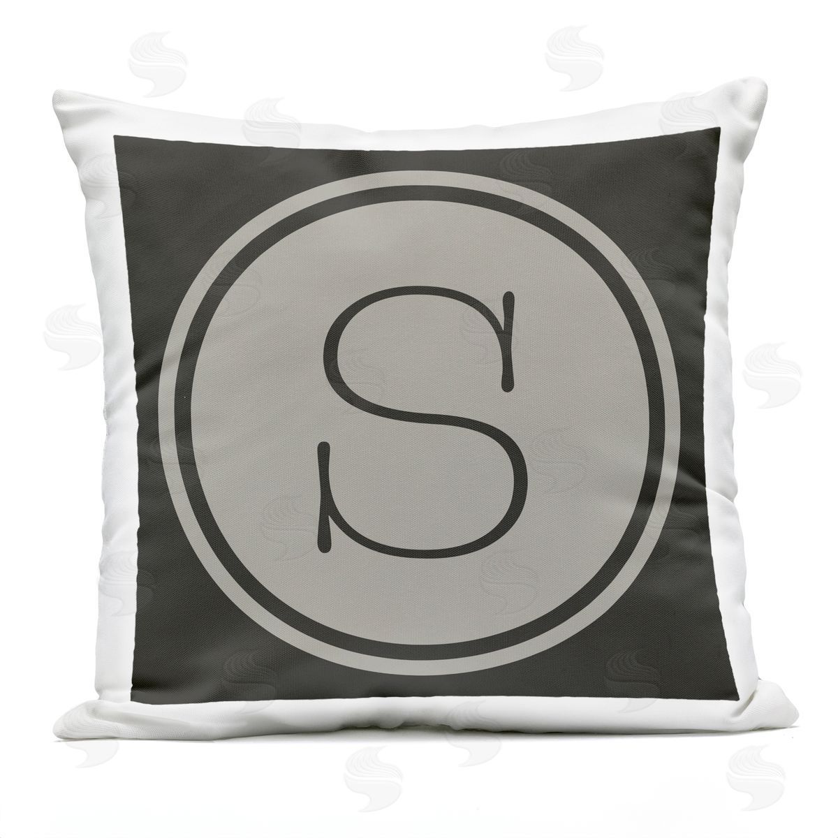 Modern S Initial Typewriter Key Circle Style Outdoor Printed Pillow, Home Decor by Ziwei Li