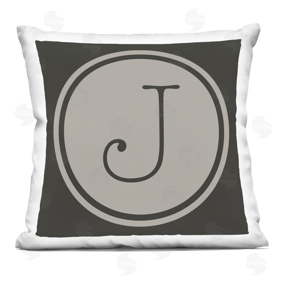 Vintage J Initial Round Typewriter Key Decorative Printed Pillow, Home Decor by Ziwei Li