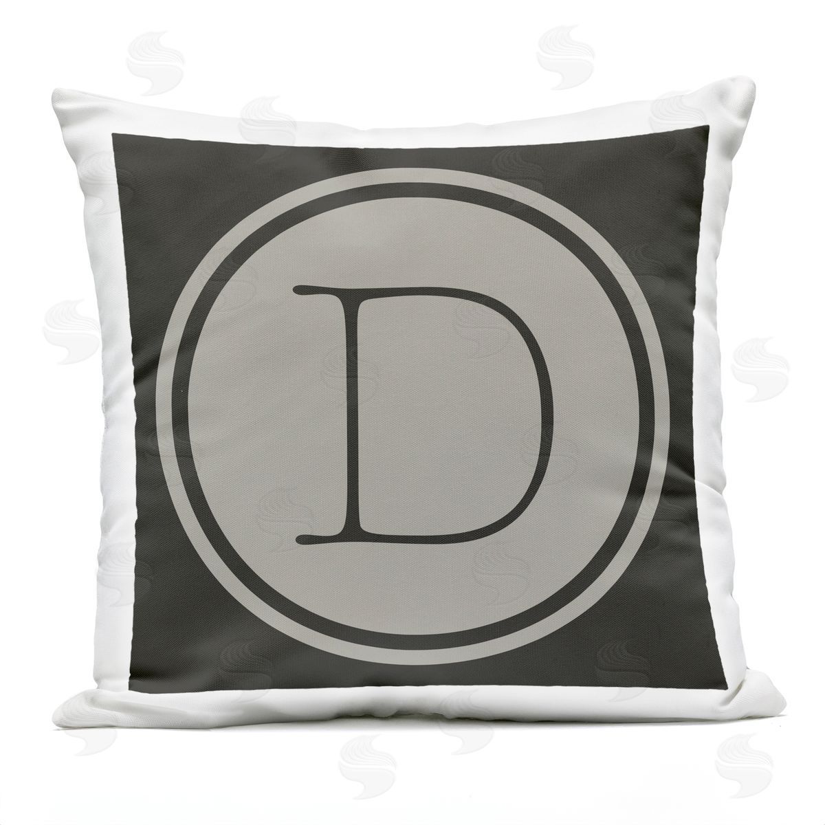 Modern D Initial Circular Typewriter Key Shape Outdoor Printed Pillow, Home Decor by Ziwei Li
