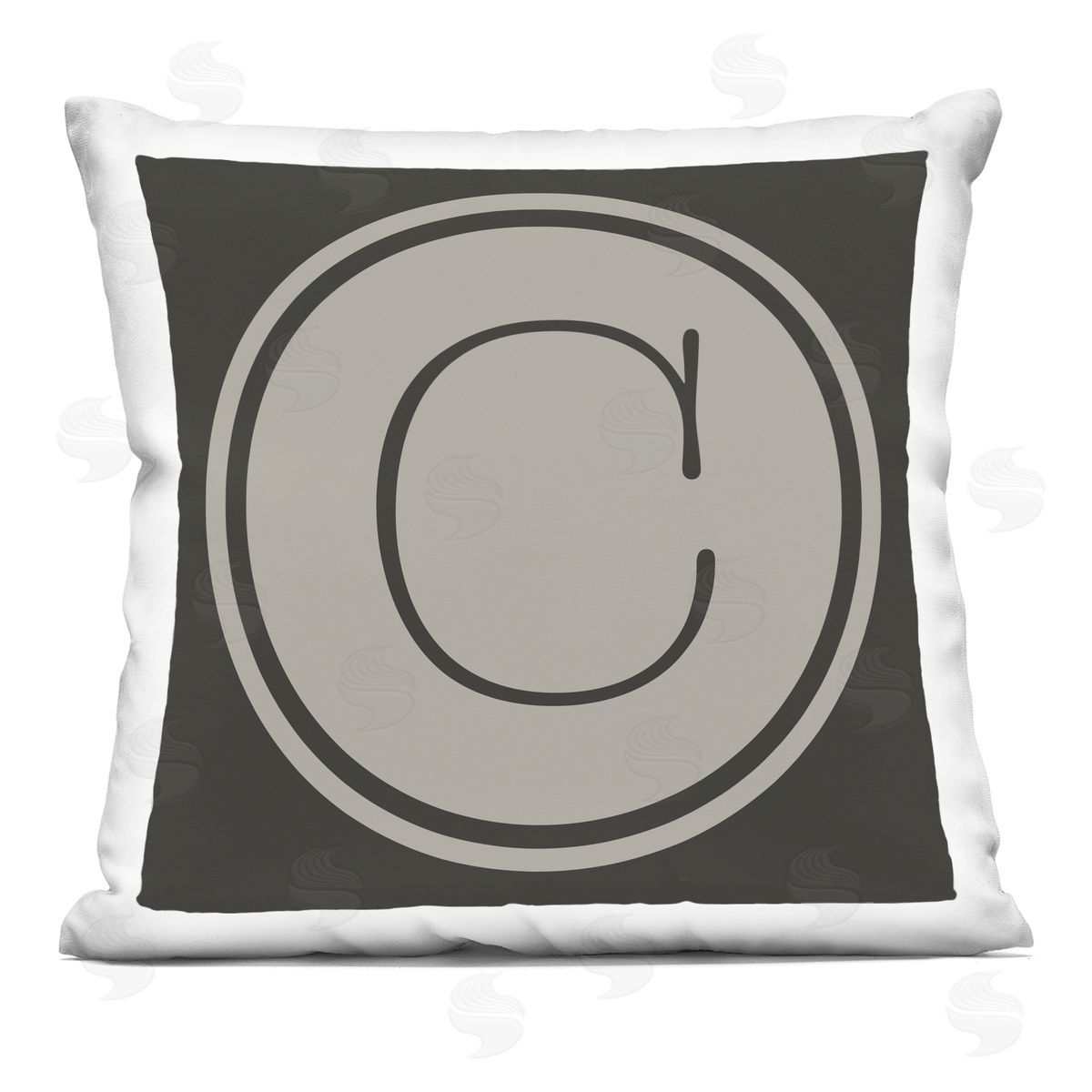 Vintage C Initial Round Typewriter Style Key Decorative Printed Pillow, Home Decor by Ziwei Li