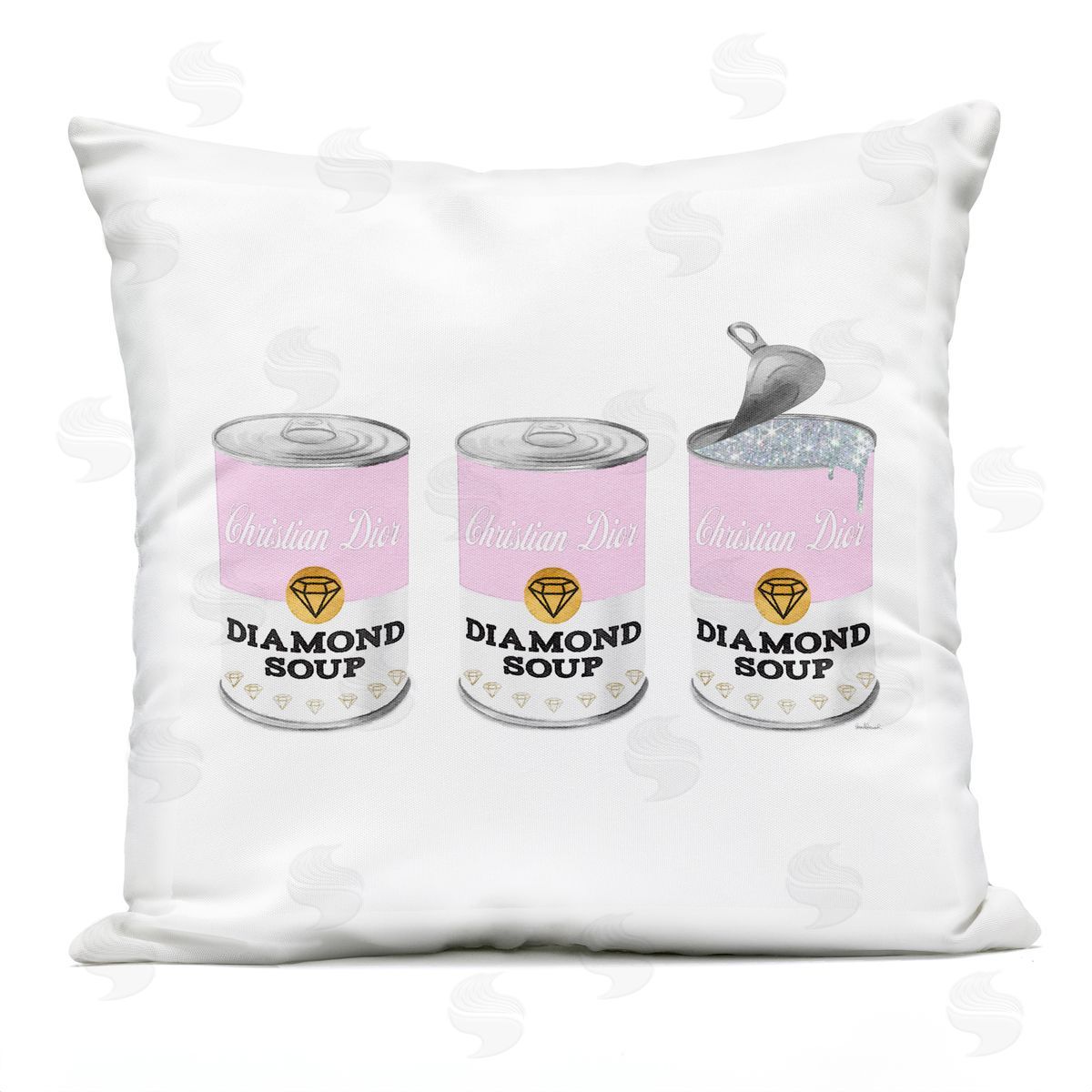 Pastel Pink Fashion Diamond Soup Can Outdoor Printed Pillow, Home Decor by Amanda Greenwood