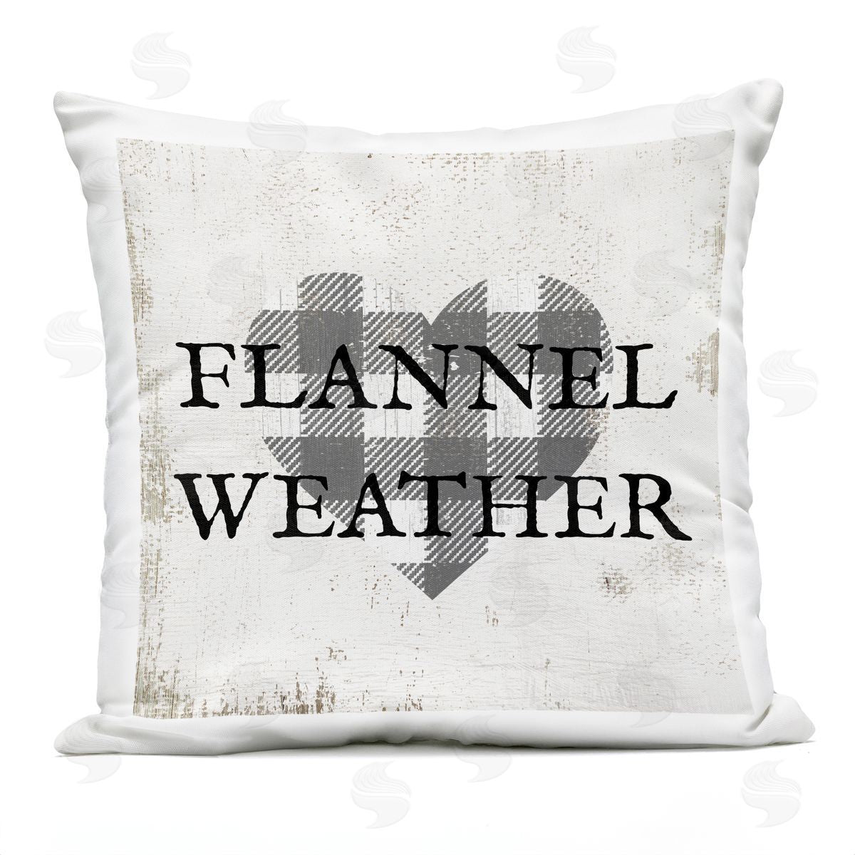 Flannel Weather Vintage Plaid Heart Shape Outdoor Printed Pillow, Home Decor by Stupell Studio