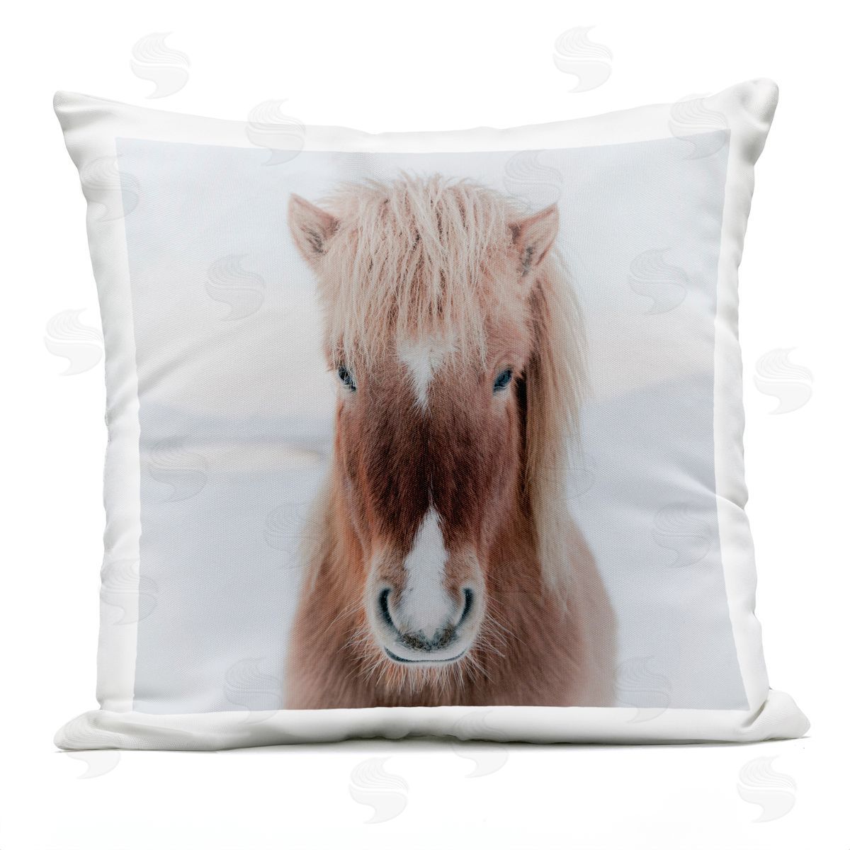 Majestic Brown Horse Niveous Winter Landscape Outdoor Printed Pillow, Home Decor by Amy Brinkman