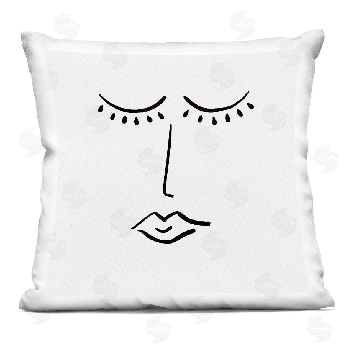 Closed Eye Face Minimal Boho Design Decorative Printed Pillow, Home Decor by Amy Brinkman