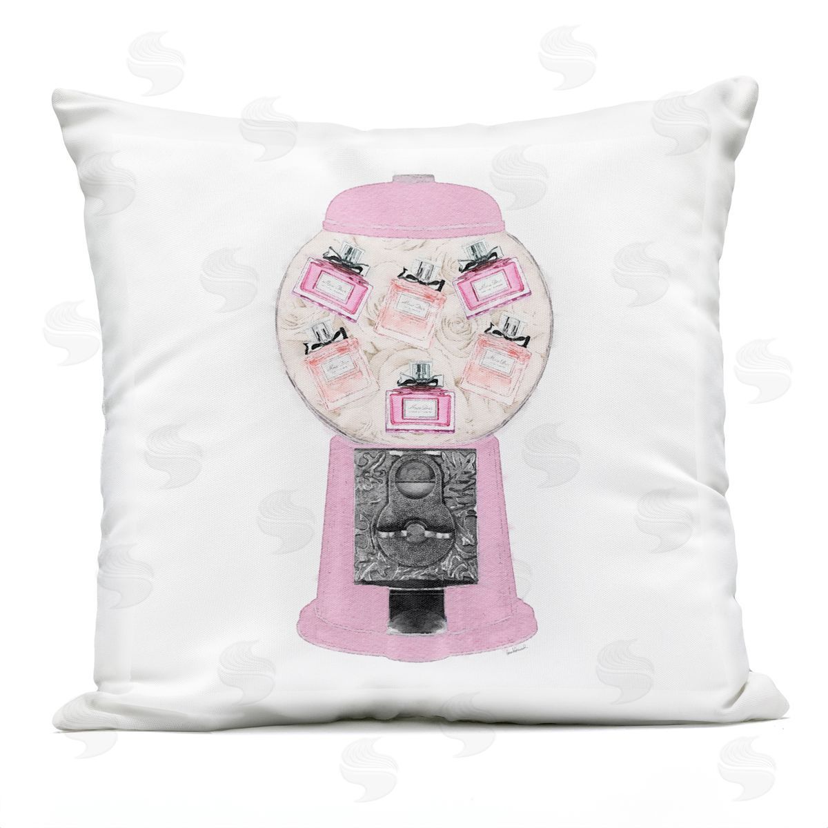 Pink Glam Fashion Designer Candy Machine Outdoor Printed Pillow, Home Decor by Amanda Greenwood