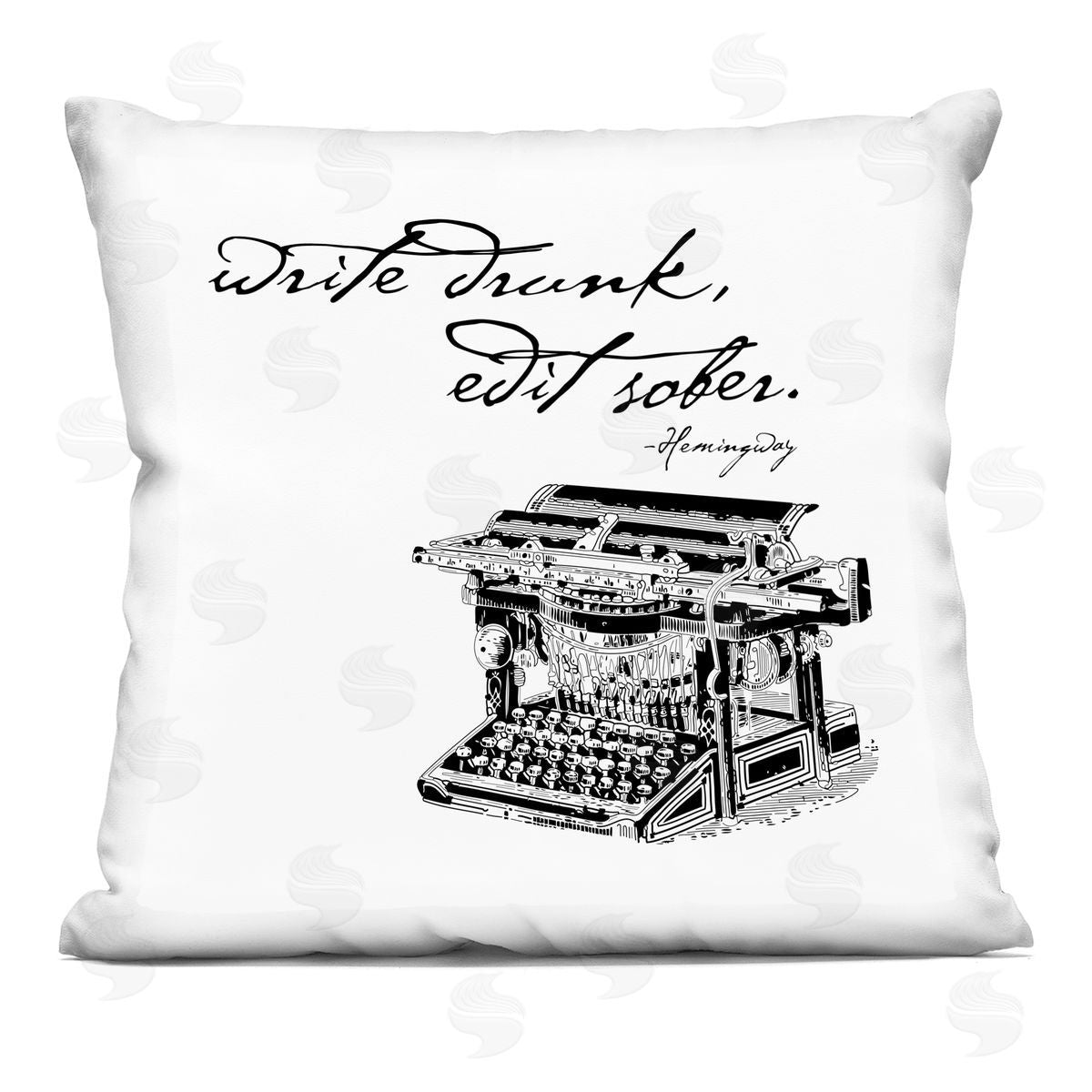 Write Drunk Edit Sober Vintage Typewriter Quote Decorative Printed Pillow, Home Decor by Amy Brinkman