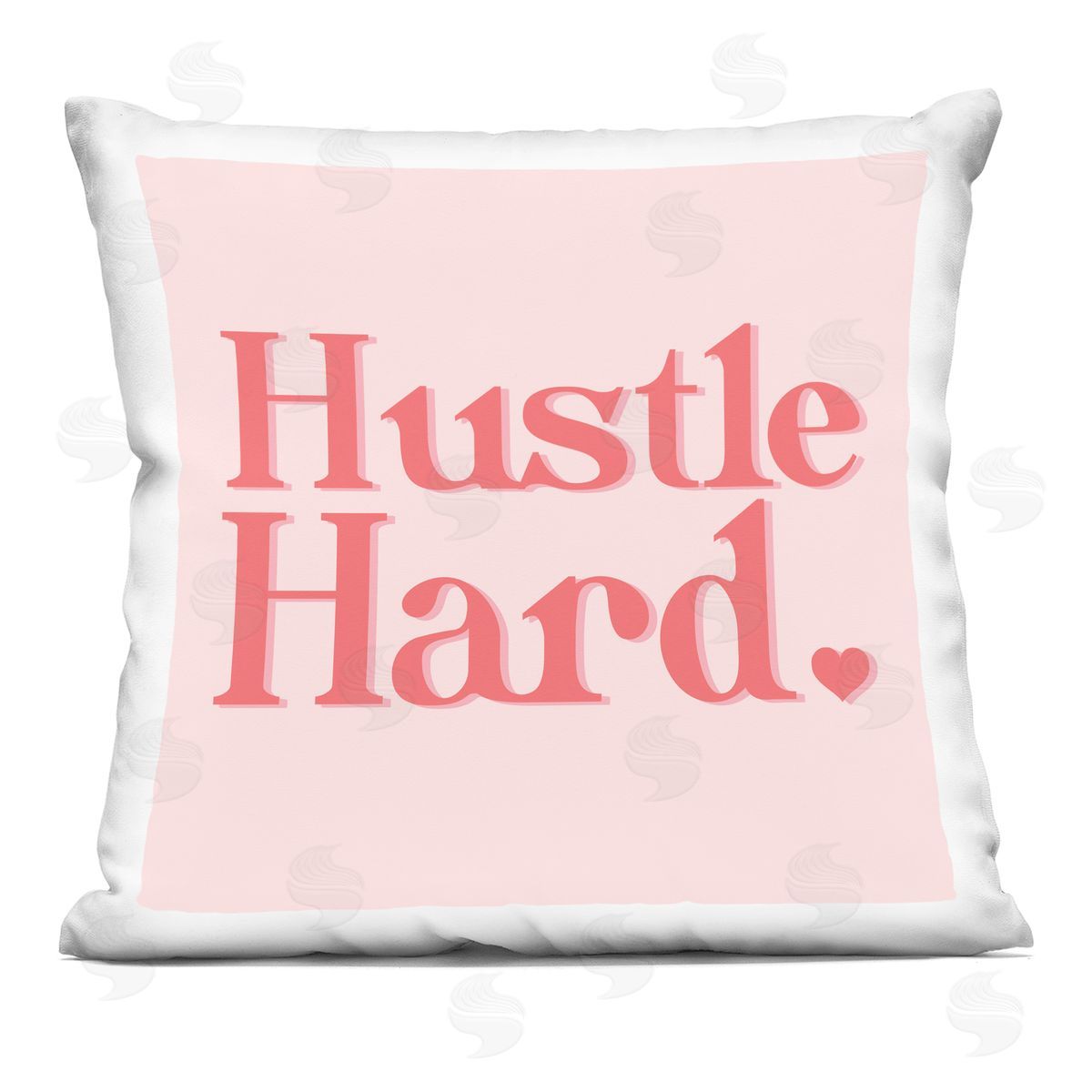 Hustle Hard Peach Coral Typography Heart Decorative Printed Pillow, Home Decor by Stupell Studio