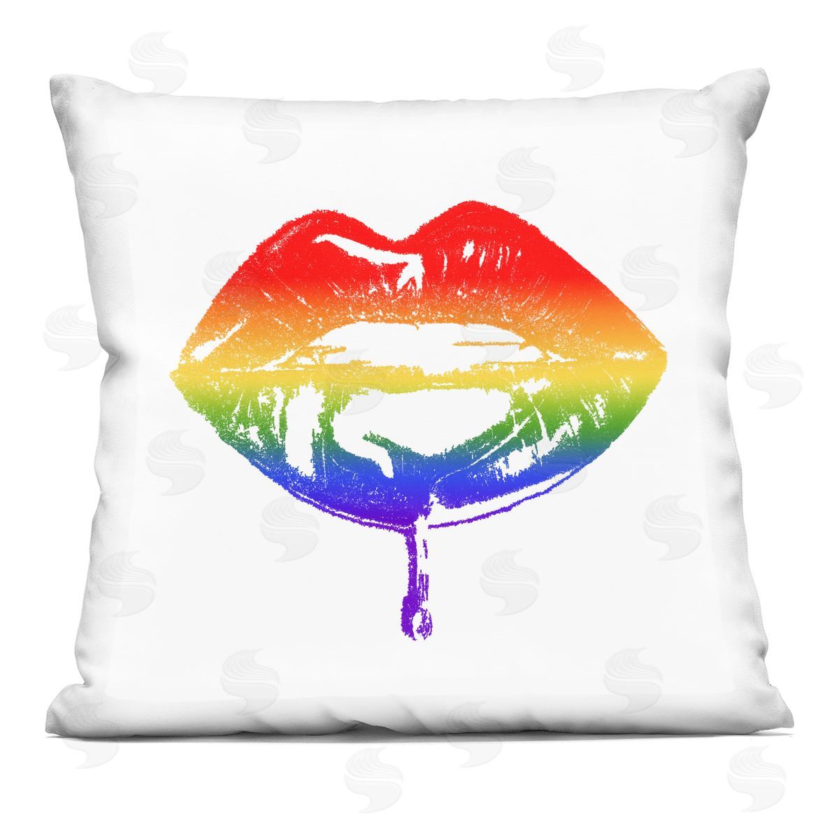 Retro Puckered Rainbow Lips Cosmetic Kiss Decorative Printed Pillow, Home Decor by Amaya