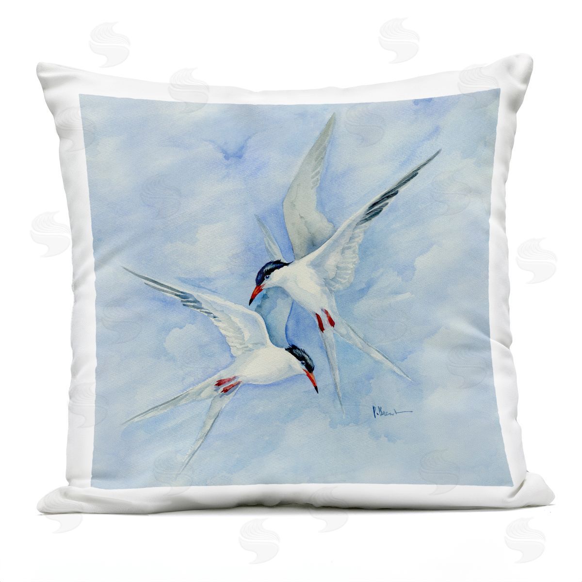 Birds Flying Sky View Outdoor Printed Pillow, Home Decor by Paul Brent