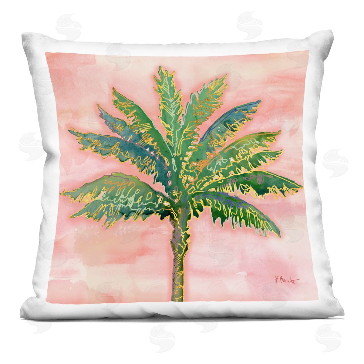 Palm Tree Summer Sunset Decorative Printed Pillow, Home Decor by Paul Brent
