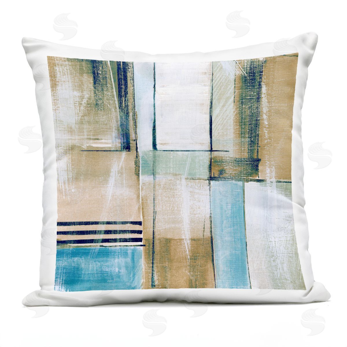 Blocked Neutrals Geometric Arrangement Outdoor Printed Pillow, Home Decor by Susan Jill
