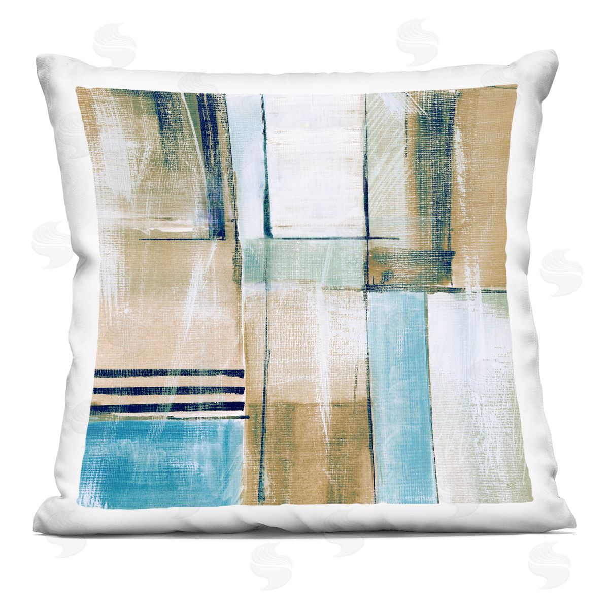 Blocked Neutrals Geometric Arrangement Decorative Printed Pillow, Home Decor by Susan Jill