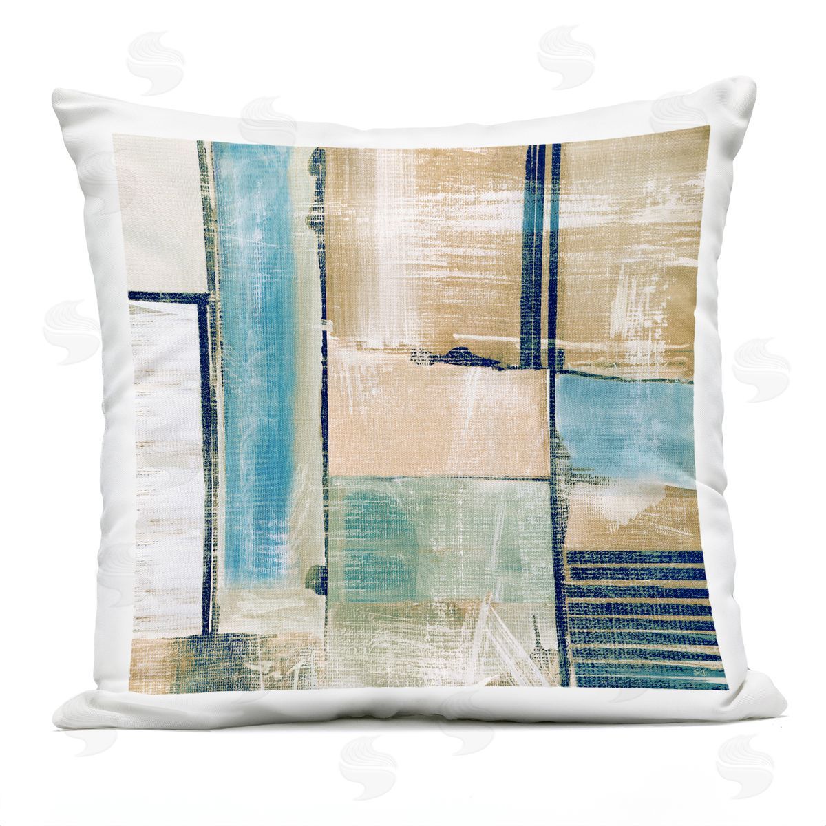 Layered Square Shapes Collage Outdoor Printed Pillow, Home Decor by Susan Jill