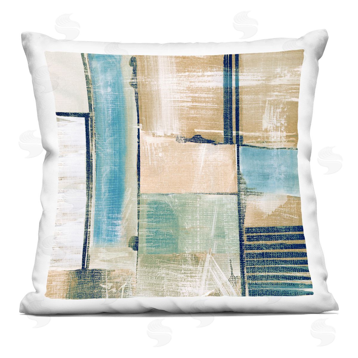 Layered Square Shapes Collage Decorative Printed Pillow, Home Decor by Susan Jill