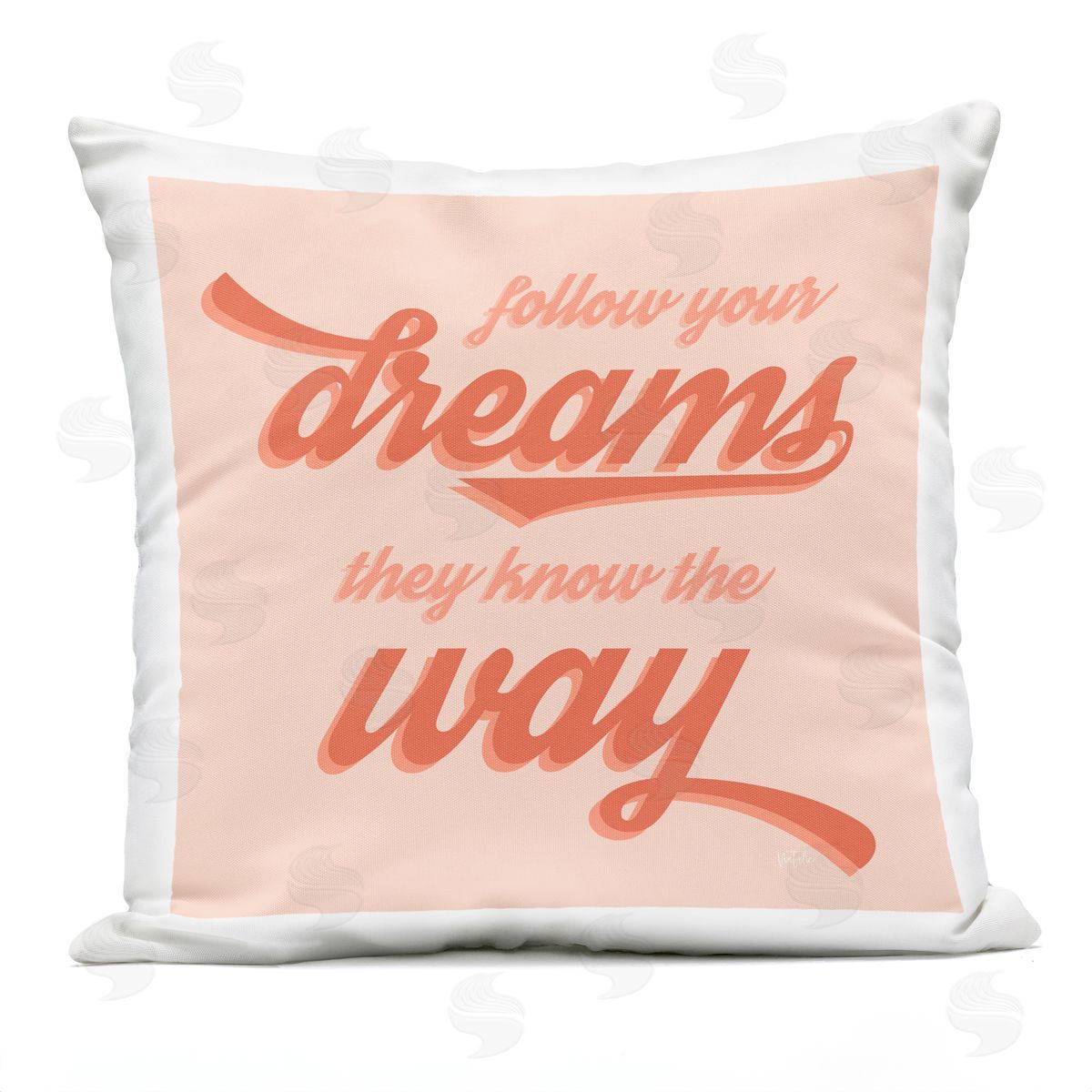 Follow Your Dreams Retro Phrase Outdoor Printed Pillow, Home Decor by Natalie Carpentieri