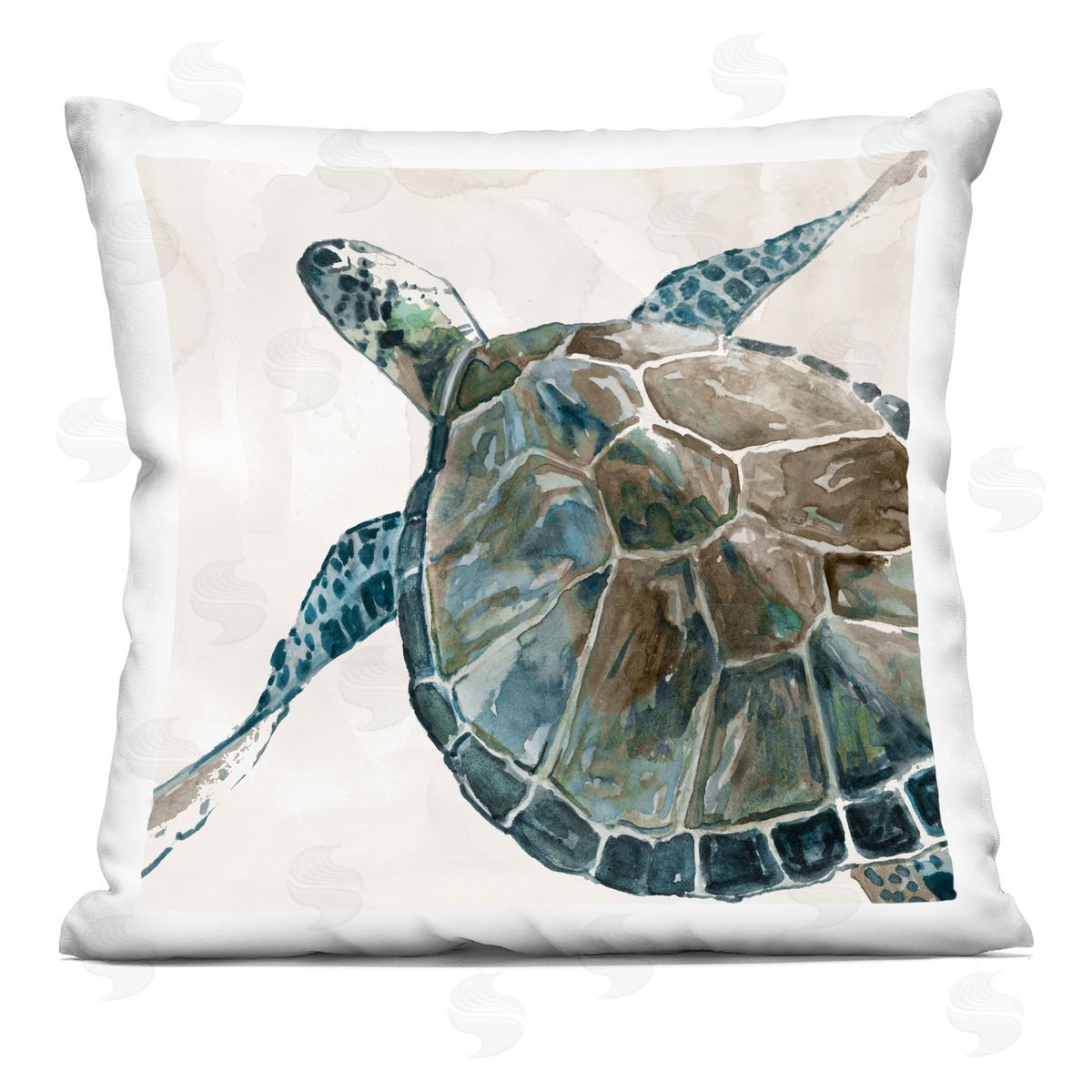 Aquatic Tortoise Swimming Decorative Printed Pillow, Home Decor by Carol Robinson