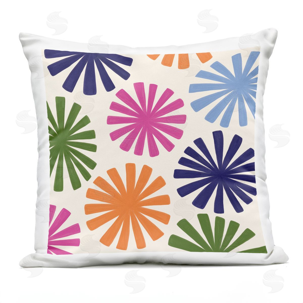 Fun Retro Flower Pattern Outdoor Printed Pillow, Home Decor by Deborah Curiel
