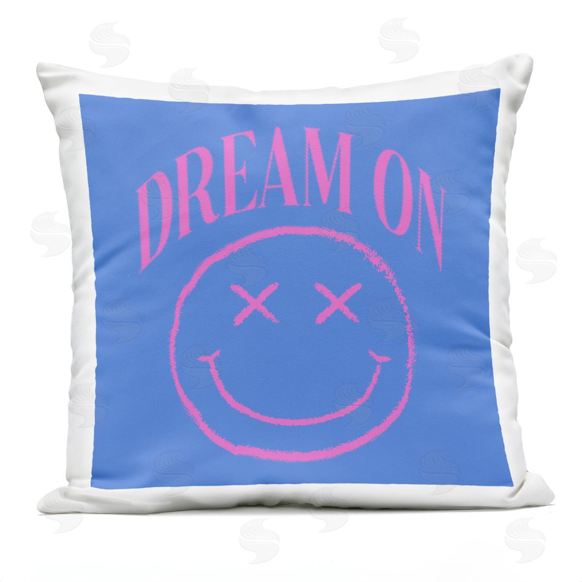 Dream On Smiley Phrase Outdoor Printed Pillow, Home Decor by lulusimonSTUDIO