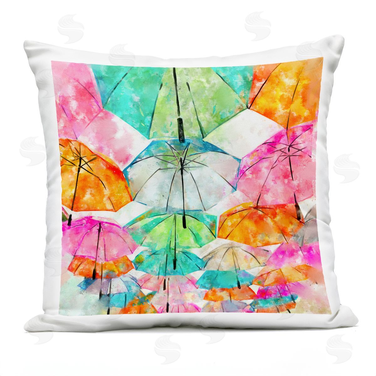 Modern Bold Umbrellas Overhead Outdoor Printed Pillow, Home Decor by Ziwei Li