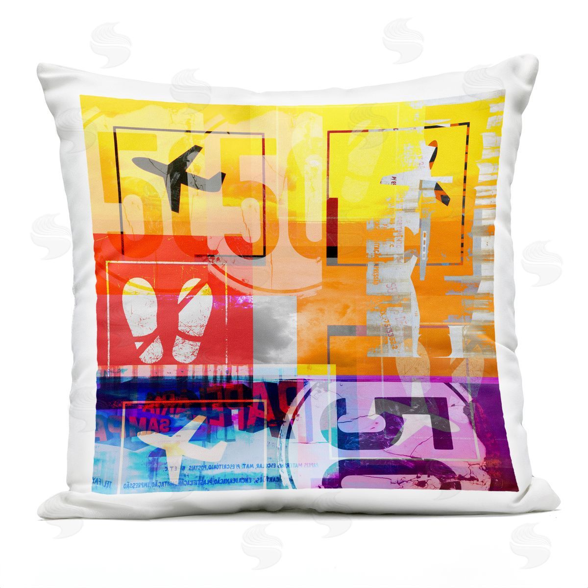 Bold Modern Airplane Collage Outdoor Printed Pillow, Home Decor by Jan Weiss