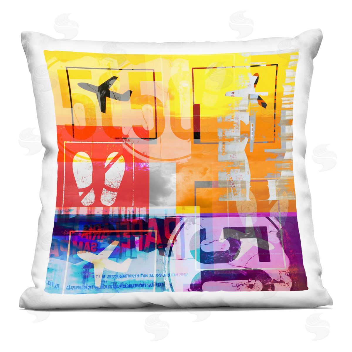 Bold Modern Airplane Collage Decorative Printed Pillow, Home Decor by Jan Weiss