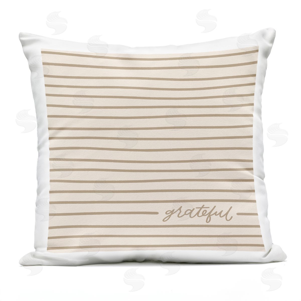 Grateful Beige Stripes Pattern Outdoor Printed Pillow, Home Decor by Jalynn Heerdt