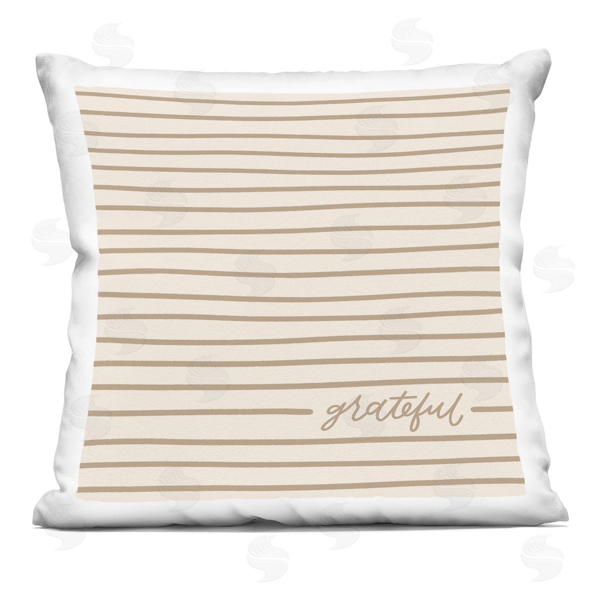 Grateful Beige Stripes Pattern Decorative Printed Pillow, Home Decor by Jalynn Heerdt