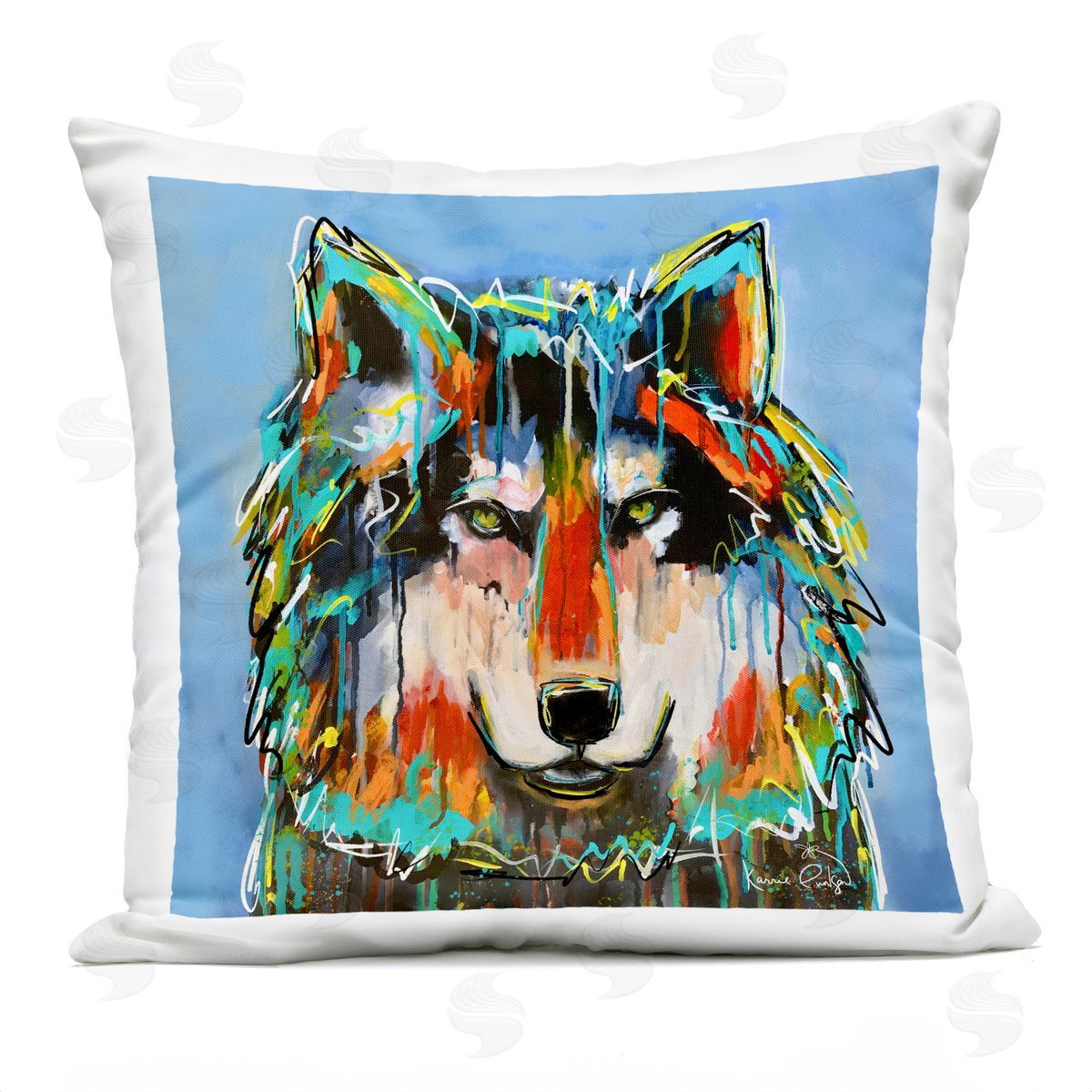 Modern Urban Style Wolf Outdoor Printed Pillow, Home Decor by Karrie Evenson