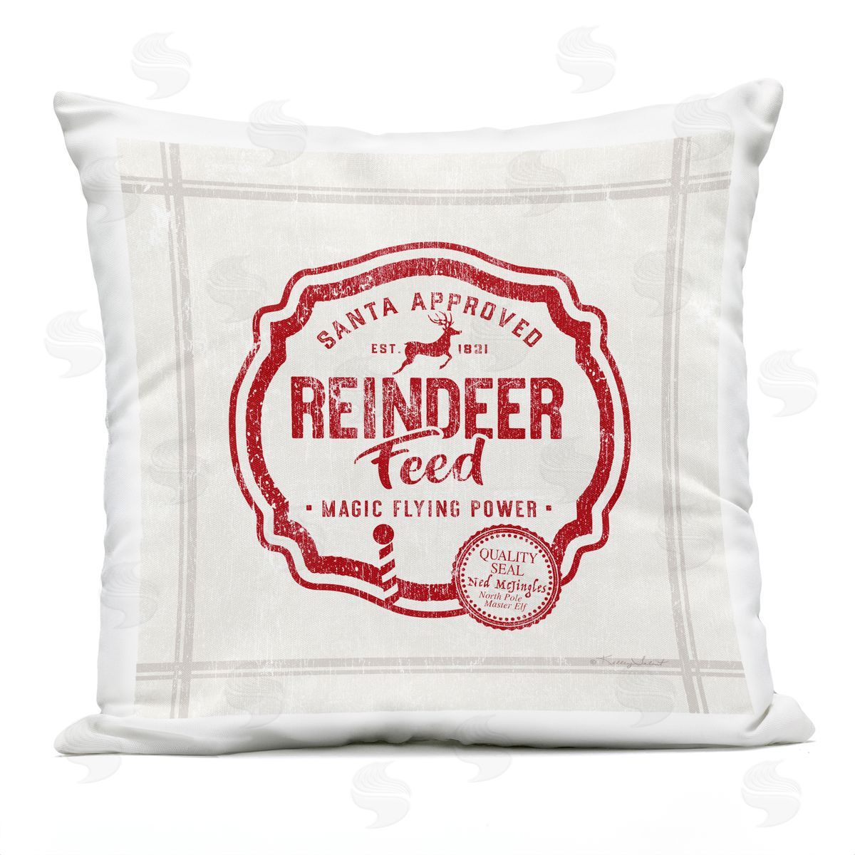 Reindeer Feed Vintage Ad Outdoor Printed Pillow, Home Decor by Kelley Talent