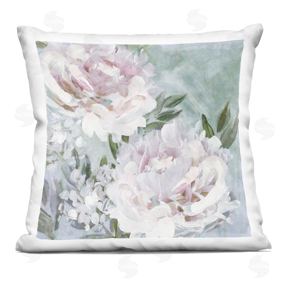 Pink Peony Flower Blooms Decorative Printed Pillow, Home Decor by Nina Blue