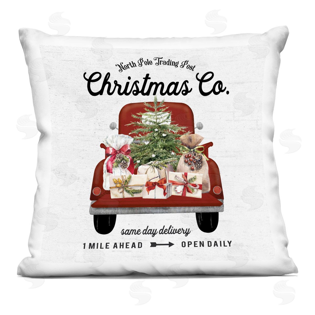 Vintage Christmas Truck Sign Decorative Printed Pillow, Home Decor by Lettered and Lined