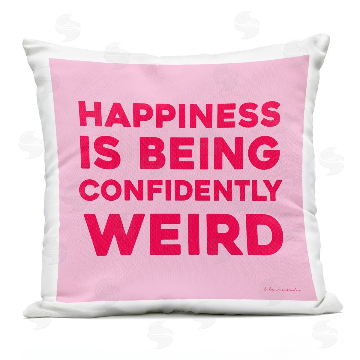 Happiness is Confidently Weird Phrase Outdoor Printed Pillow, Home Decor by lulusimonSTUDIO